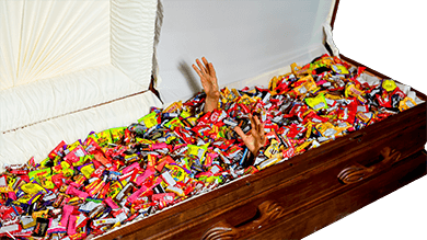 Coffin full of candy